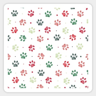 Christmas colored paw prints Sticker